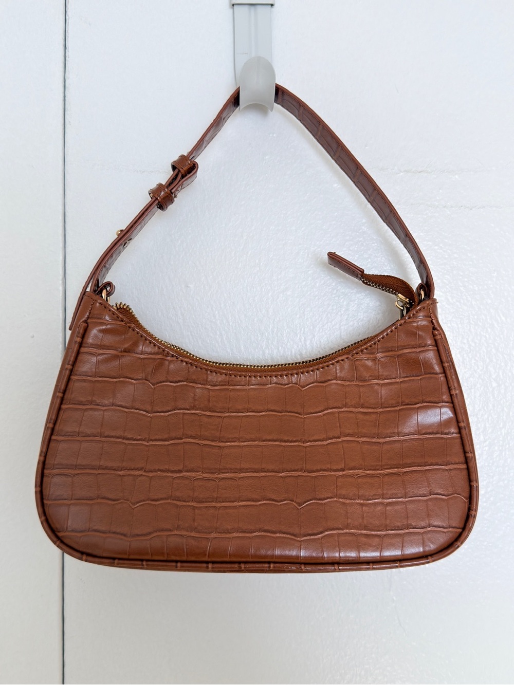 Urban Research Cognac Croc Embossed Shoulder Bag Baguette Gold Japan